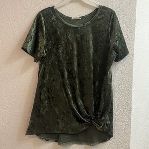 Olive green velvet blouse